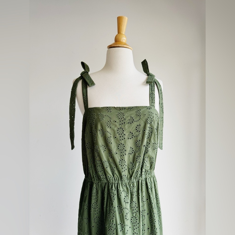 NWT JASON WU Tiered Eyelet Midi Dress in Guac | 12 - Picture 3 of 7